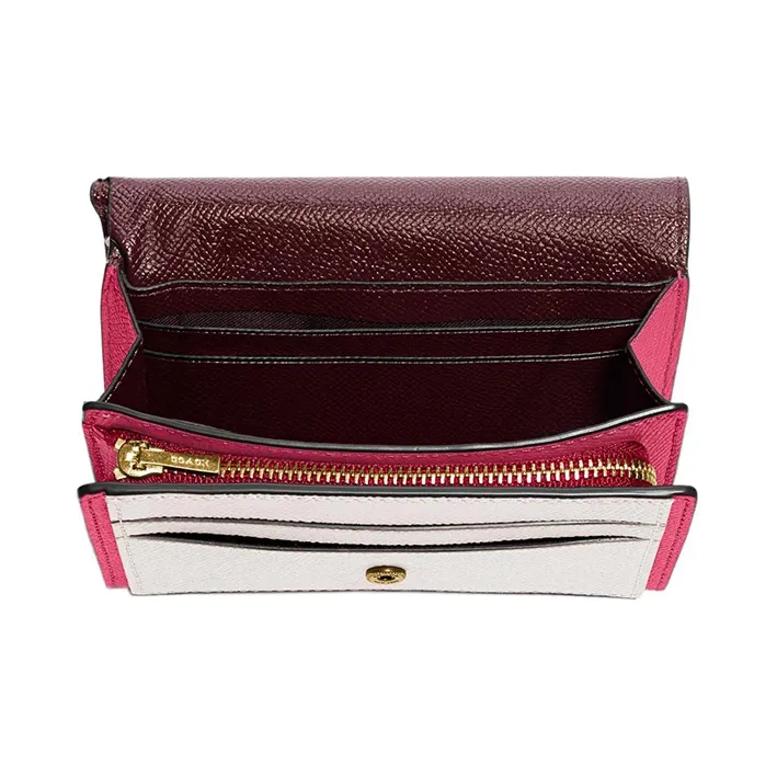 COACH Leather Wallet Medium Size Women's Rose Red & White-3