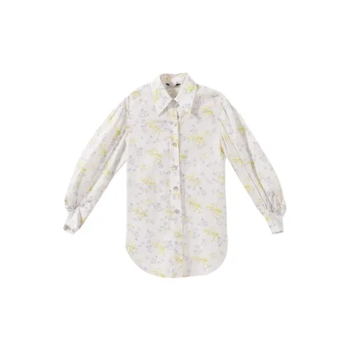 YUMOMO STAR Shirts Women's Light Purple With Yellow Flowers