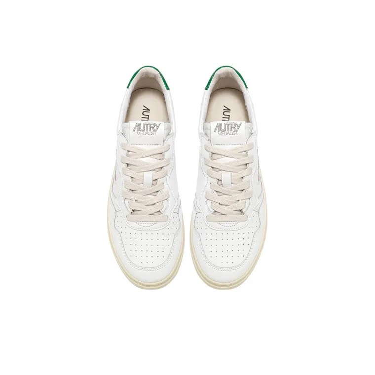 AUTRY Medalist Leather Low White Green Women's-2