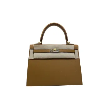 HERMES Kelly Cow Leather Kelly Bag Handbags Women's Sesame-Colored
