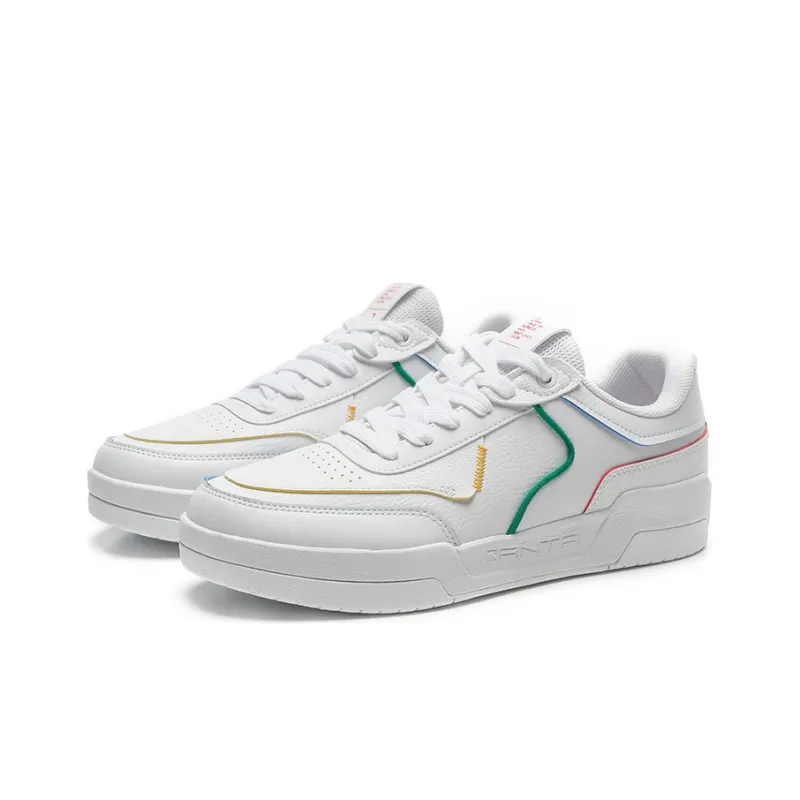 Anta Anti-Slip Wear-Resistant Low-Top Skateboard Shoes Men's White Yellow-2