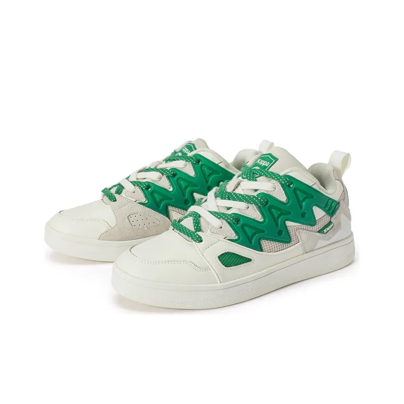 Kappa Anti-Slip Wear-Resistant Low-Top Skateboard Shoes Unisex White Pale Green-3