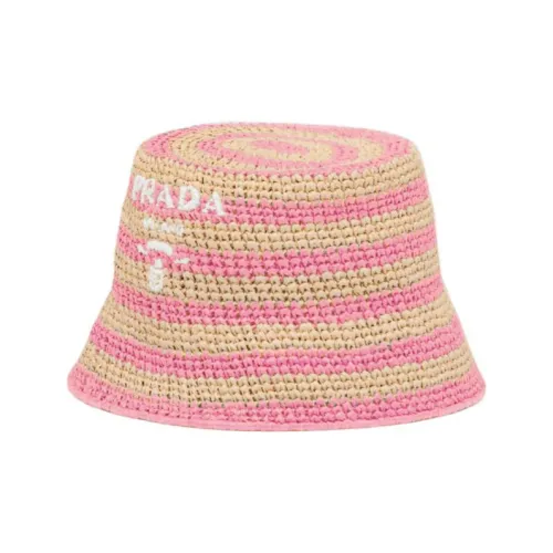 PRADA Bucket Hats Women's Tan/Floral Pink