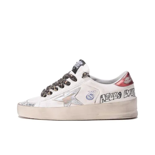 Golden Goose Stardan Skateboard Shoes Women's Low-Top White/Glossy Blue