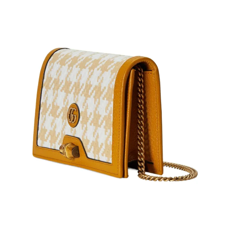 GUCCI Diana Leather Trim Shoulder Bag Crossbody Bag Women's Beige/Orange-1