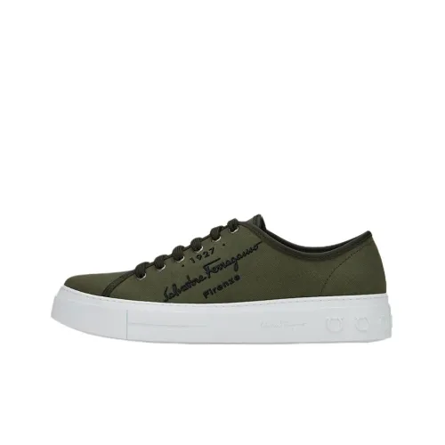 Ferragamo Skateboard Shoes Men Low-Top Green