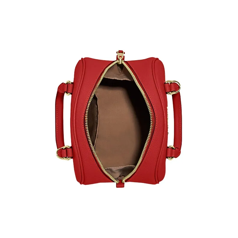 COACH Sydney Cross-Stitch Leather Dome Bag Handbag Shoulder Bag Crossbody Bag Small Size Women's Miami Red-2