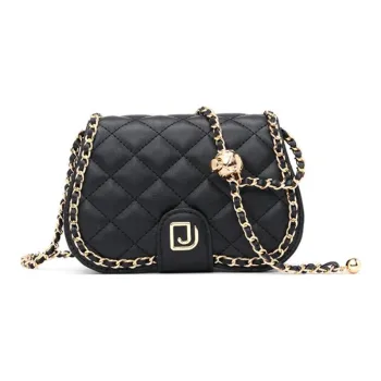 DEERE JACK Cow Leather Shoulder Bag, Crossbody Bag Regular Women's Black/Milk White
