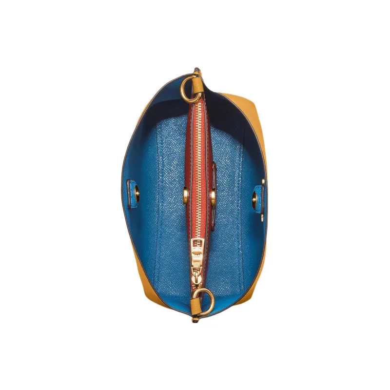 COACH Mollie Solid Color Leather Bucket Bag, Handbag, Shoulder Bag, Crossbody Bag Small Size Women's Mustard Yellow-2