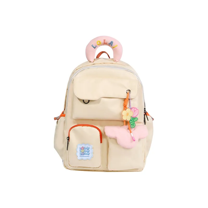 LOLA DESIGN Nylon Backpack Regular Women's Sea Salt White/Cream Yellow/Blue-7