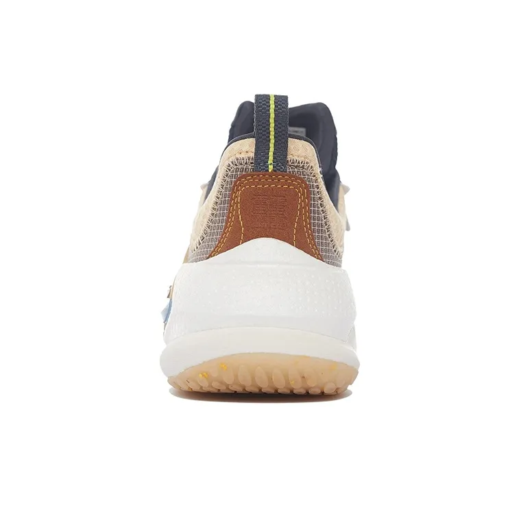 LiNing Spark 3 Cushioned Anti-Slip Wear-Resistant Breathable Lightweight Low-Top Sports Casual Shoes White Khaki-4