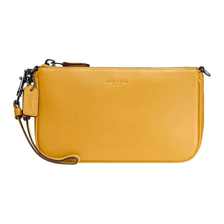 COACH Nolita Leather Zip Closure Pochette Shoulder Bag Clutch Small Size Women's Macaron Orange-0