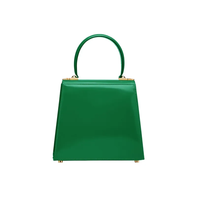 FERRAGAMO Museum Brushed Cow Leather Handbag Trumpets Women's Bright Green-3