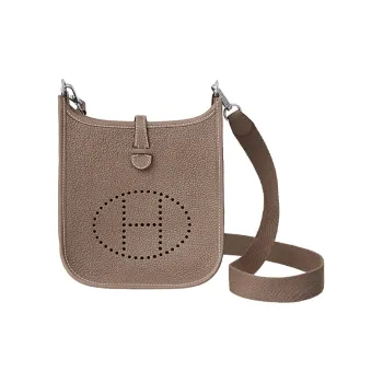 HERMES Evelyne Cow Leather With Canvas Shoulder Strap Crossbody Bag, Shoulder Bag Mini Unisex