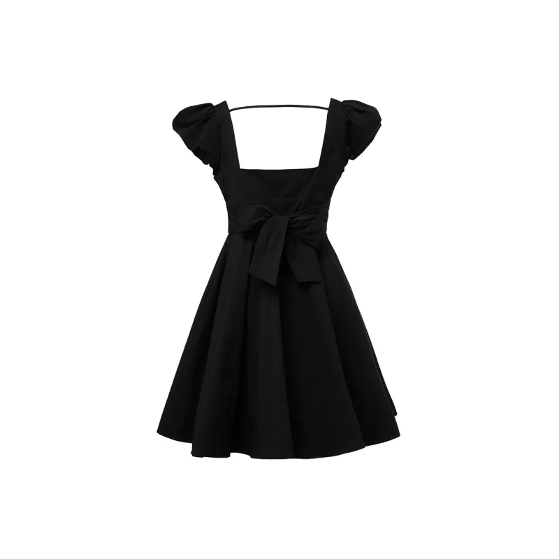 LOFT SHINE A Line Skirt Dress Black-1