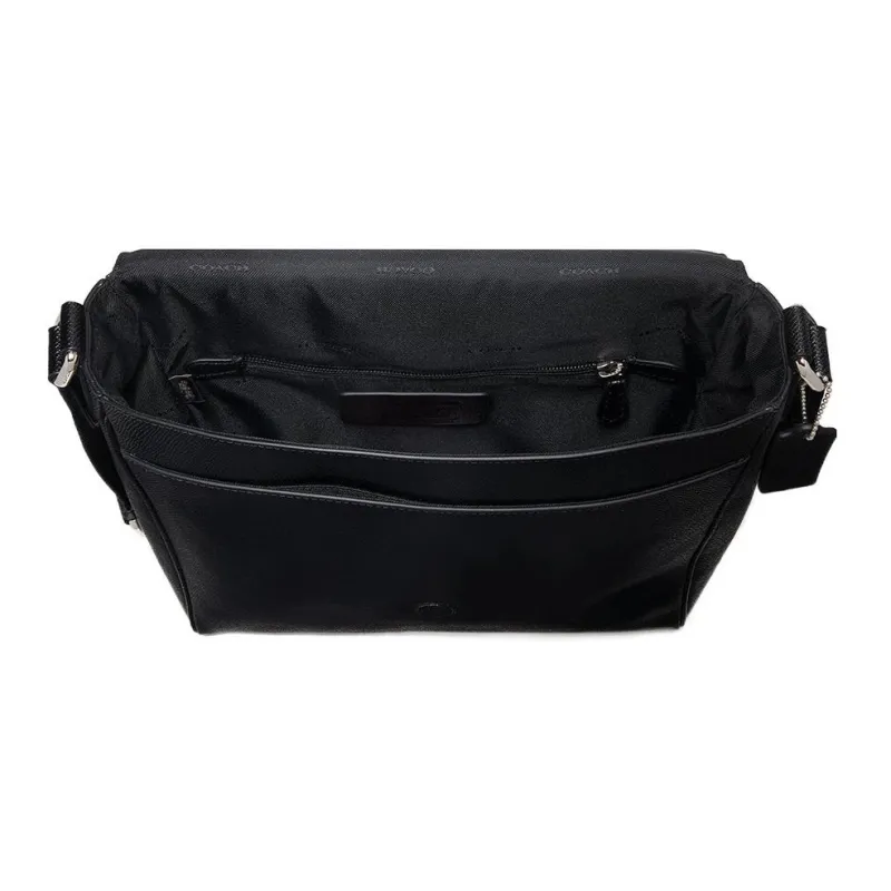 COACH Kennedy Leather Shoulder Bag Crossbody Bag Large Size Men's Black-2