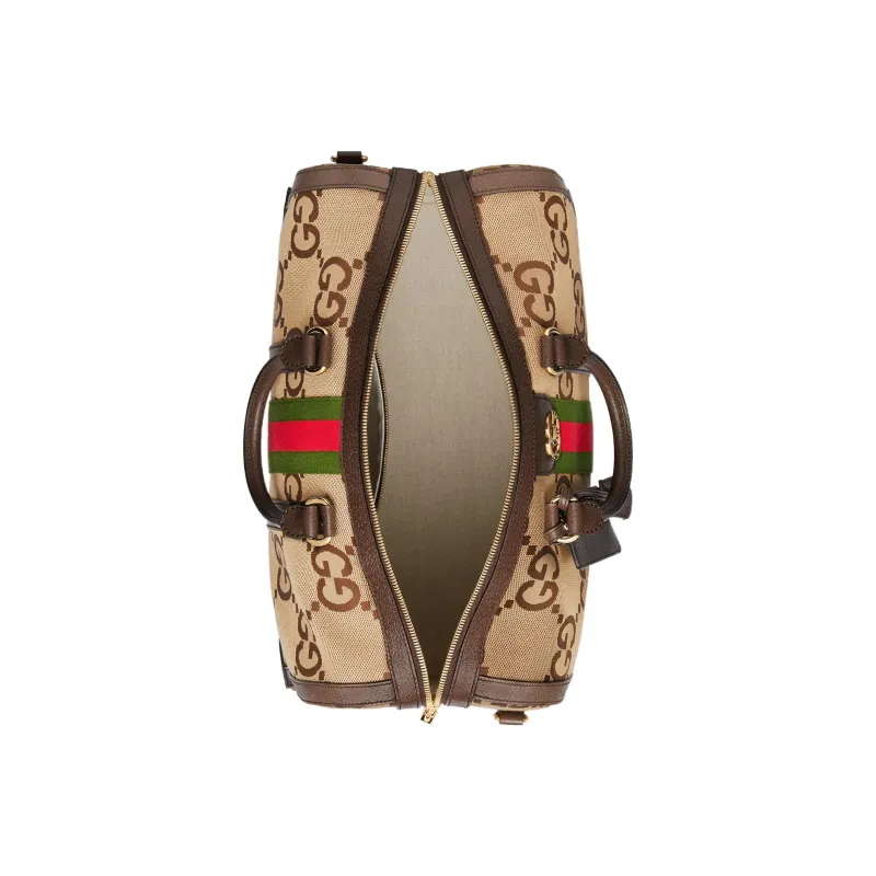GUCCI Canvas Luggage Bag Handbags Unisex Brown-4