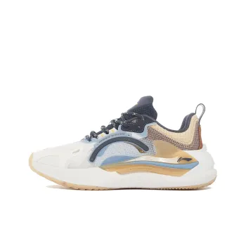 LiNing Spark 3 Cushioned Anti Slip Wear Resistant Breathable Lightweight Low Top Sports Casual Shoes White Khaki