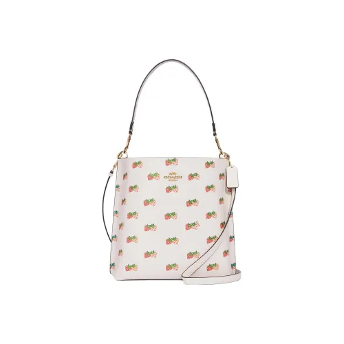COACH Mollie Leather Bucket Bag, Handbag, Shoulder Bag, Crossbody Bag Trumpets Women's White