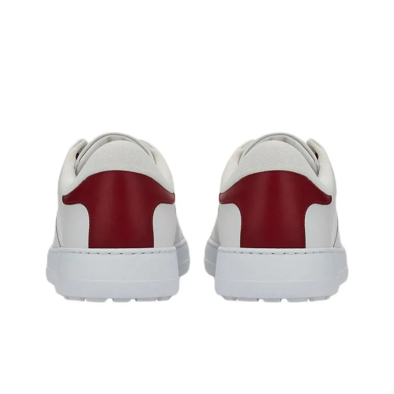FERRAGAMO Low Top Stylish Skateboarding Shoes Men's White Red-4