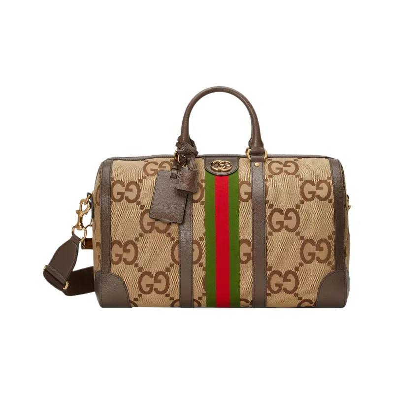 GUCCI Canvas Luggage Bag Handbags Unisex Brown-0