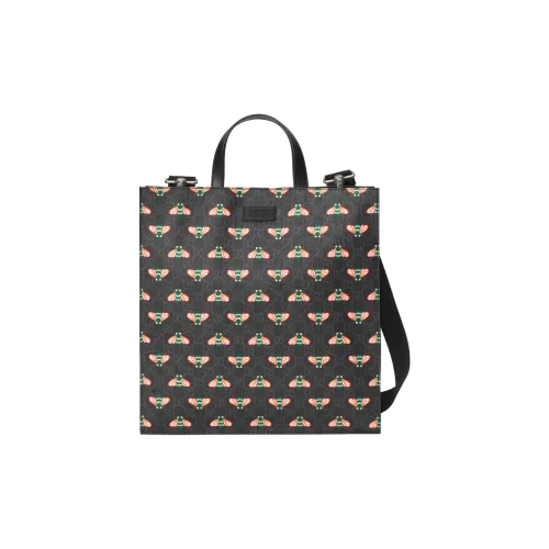 GUCCI Leather Tote Bag Shopping Bag Handbag Men's Black