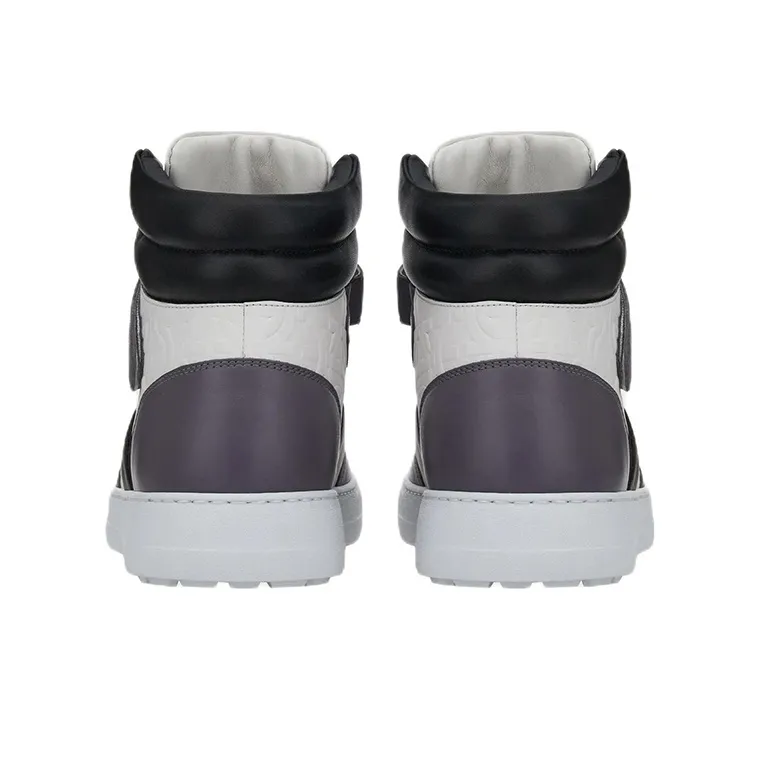 FERRAGAMO GANCINI Skateboard Shoes Men's White Black Gray-4