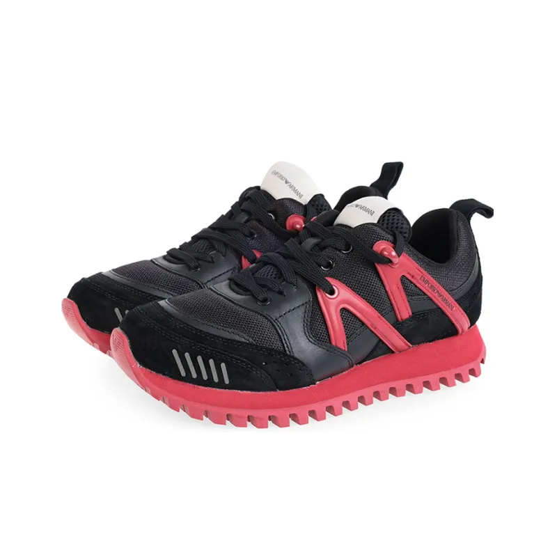 EMPORIO ARMANI Anti Slip Wear Resistant Low Top Casual Shoes Men's Black Pink-2