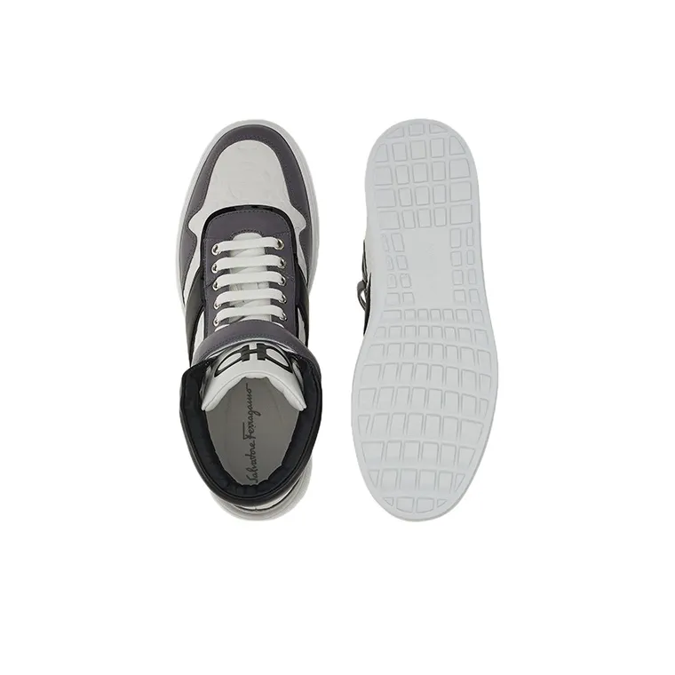 FERRAGAMO GANCINI Skateboard Shoes Men's White Black Gray-5