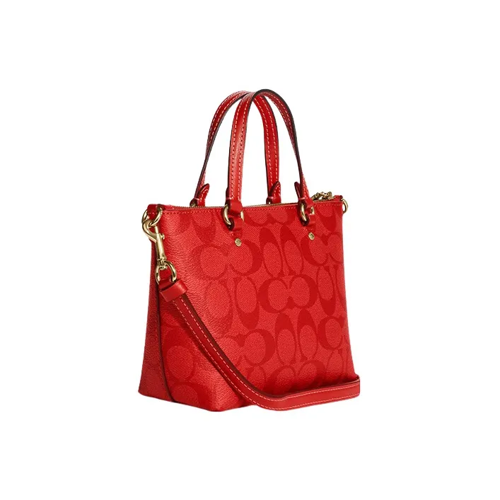 COACH Gallery Coated Canvas With Smooth Leather Handbag, Shoulder Bag, Crossbody Bag Small Size Women's Miami Red-1
