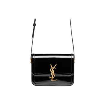 SAINT LAURENT SOLFERINO Patent Leather Tofu Bag Shoulder Bag Crossbody Bag Small Size Women's Black