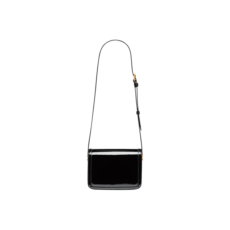 SAINT LAURENT SOLFERINO Patent Leather Tofu Bag Shoulder Bag Crossbody Bag Small Size Women's Black-4