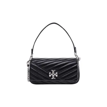 TORY BURCH Kira Leather Shoulder Bag, Baguette Bag, Handbag, Shoulder Bag Women's Black