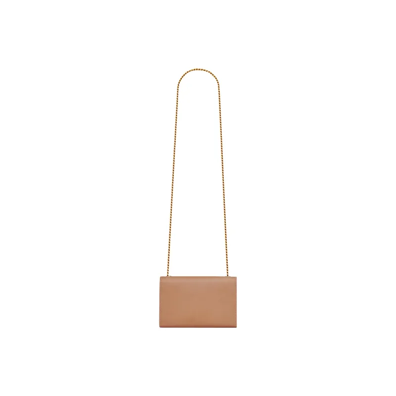 SAINT LAURENT KATE Leather Shoulder Bag Crossbody Bag Small Size Women's Brown Gold/Brown Yellow-3