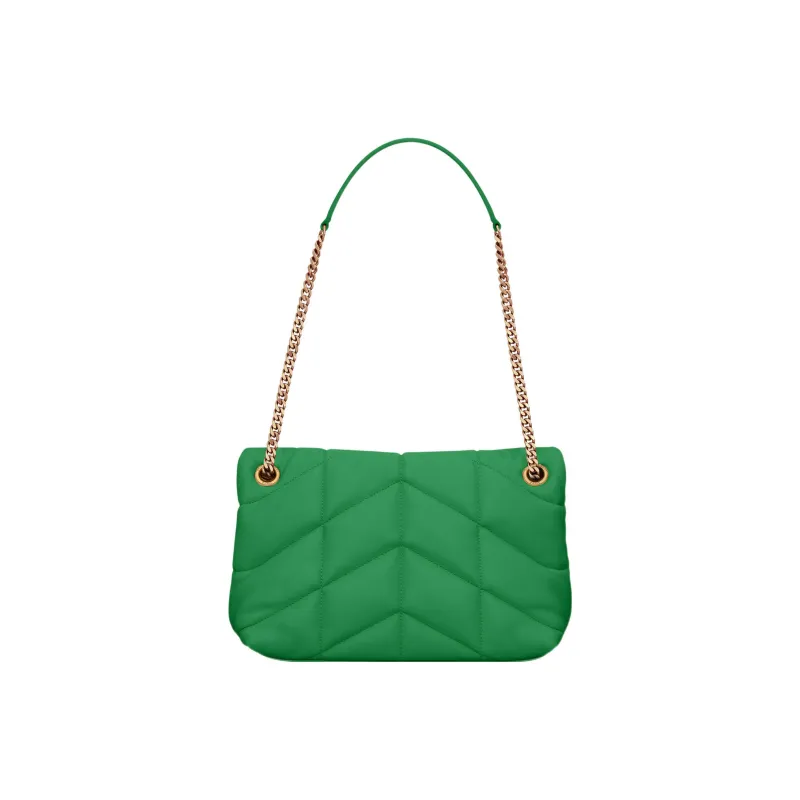 SAINT LAURENT LOULOUPUFFER Lambskin Cloud Bag Pillow Bag Shoulder Bag Crossbody Bag Women's Emerald Green-1