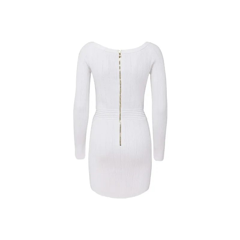 BALMAIN Long-Sleeved Dresses Women's White-1
