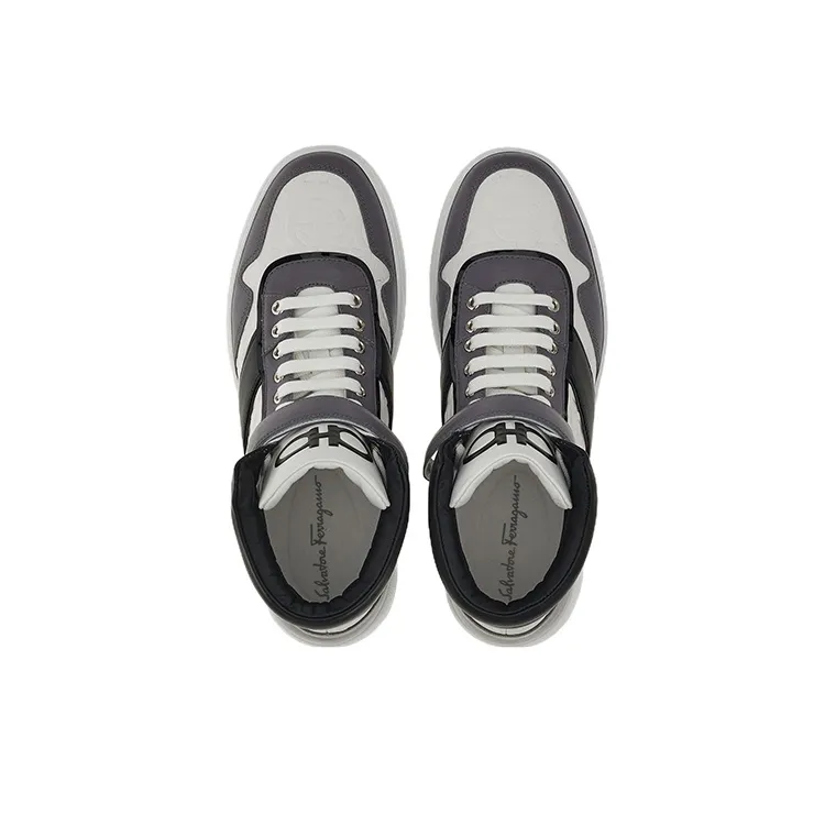 FERRAGAMO GANCINI Skateboard Shoes Men's White Black Gray-3