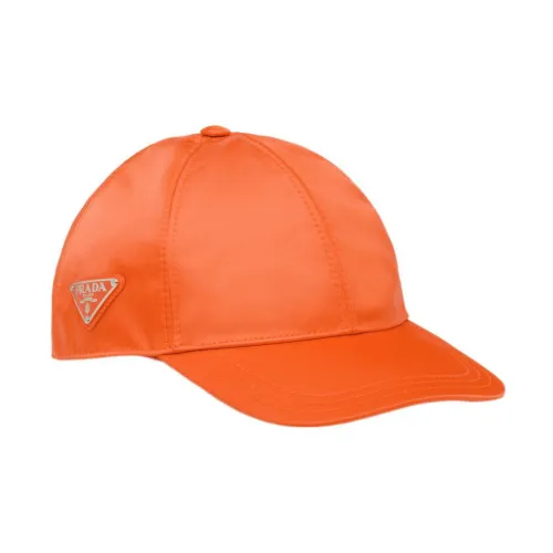 PRADA Re-Nylon Baseball Caps Unisex Orange