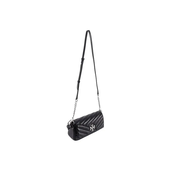 TORY BURCH Kira Leather Shoulder Bag, Baguette Bag, Handbag, Shoulder Bag Women's Black-3