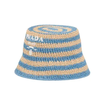 PRADA Bucket Hats Women's Tan/Light Blue