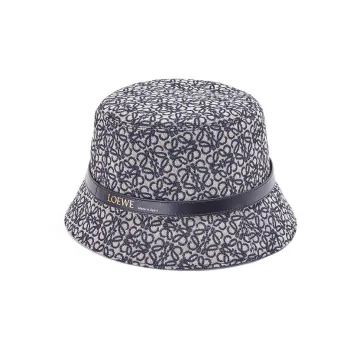 LOEWE Canvas Cowhide Bucket Hats Women's Marine Blue/Black