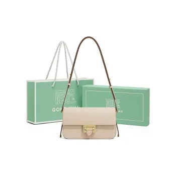 Gong Xuan Cow Leather Portable Crossbody Bag Shoulder Bag Regular Women's White/Brown