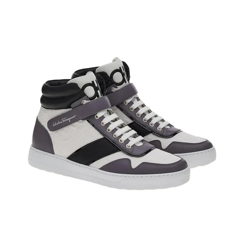 FERRAGAMO GANCINI Skateboard Shoes Men's White Black Gray-2