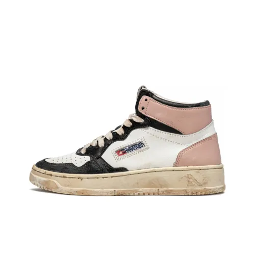 AUTRY Medalist Leather Mid Super Vintage White Pink Black Women's