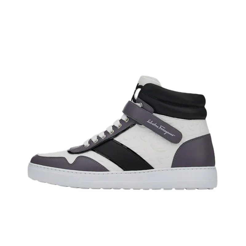 FERRAGAMO GANCINI Skateboard Shoes Men's White Black Gray-0