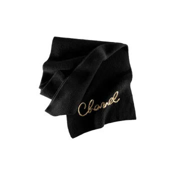 CHANEL Knit Scarves Unisex Black