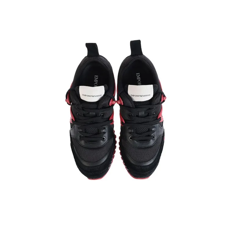 EMPORIO ARMANI Anti Slip Wear Resistant Low Top Casual Shoes Men's Black Pink-3