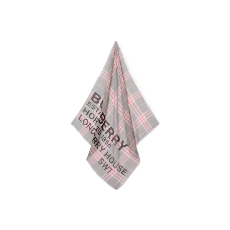 Burberry Horseferry Knit Scarves Unisex Light Gray/Light Pink-1