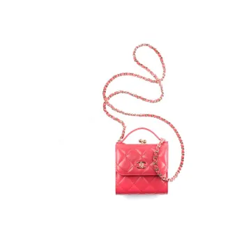 CHANEL Calfskin Shoulder Bag, Crossbody Bag Women's Red