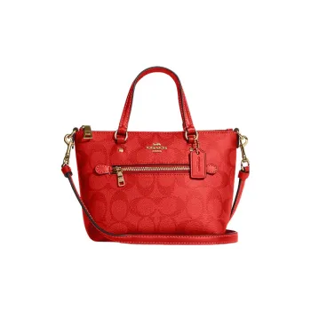 COACH Gallery Coated Canvas With Smooth Leather Handbag, Shoulder Bag, Crossbody Bag Small Size Women's Miami Red